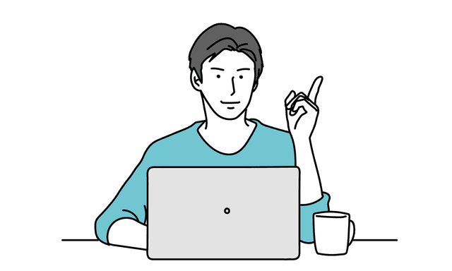 開発者がPCで作業しているイラスト